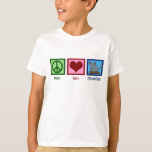 Peace Love Chinchillas Kids T-Shirt<br><div class="desc">A peace sign,  heart,  and a cute chinchilla. I love those little pets and this pretty Peace Love Chinchillas gift.</div>