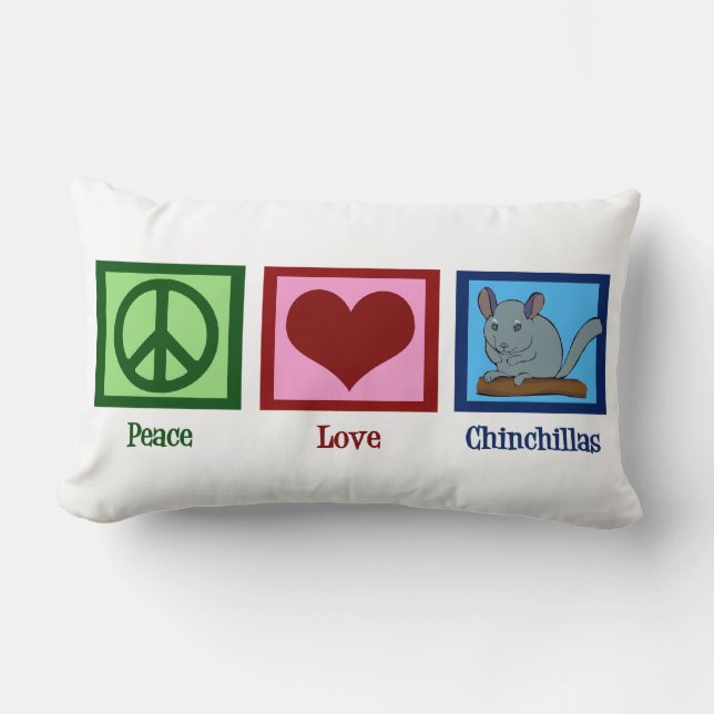 Peace Love Chinchillas Lumbar Pillow (Front)