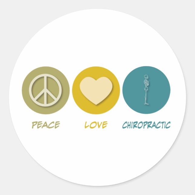 Peace Love Chiropractic Classic Round Sticker (Front)