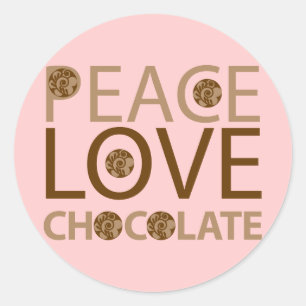 Peace Love Chocolate Classic Round Sticker