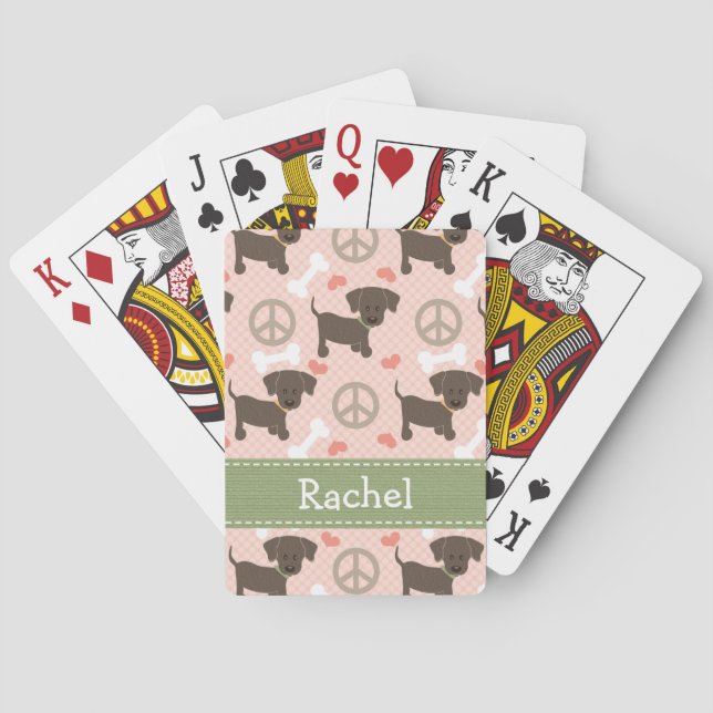 Peace Love Chocolate Lab Playing Cards (Back)