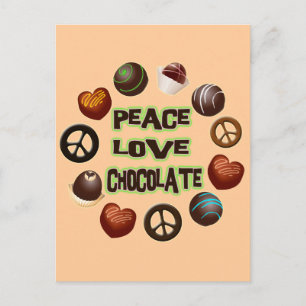 PEACE LOVE CHOCOLATE POSTCARD