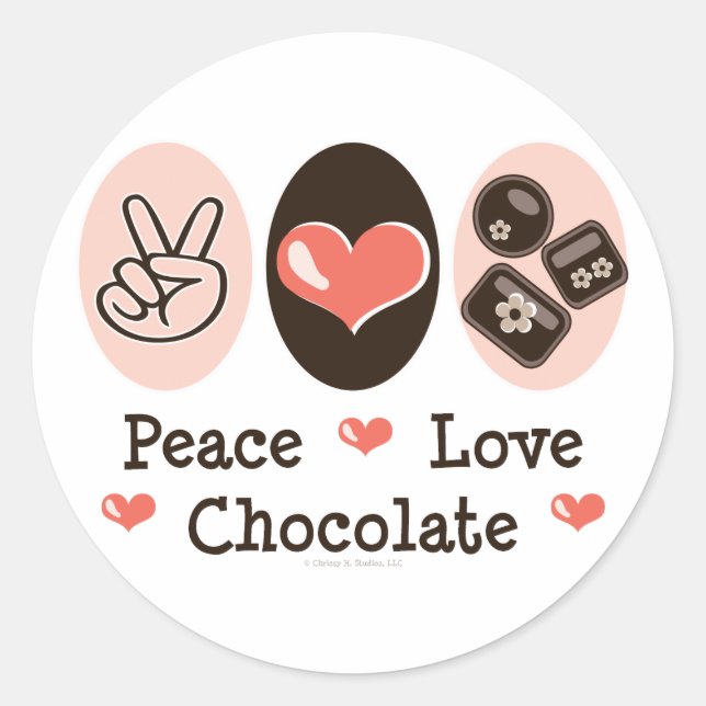 Peace Love Chocolate Sticker (Front)