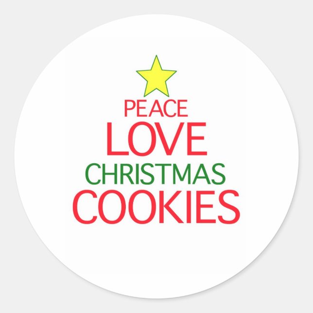 Peace Love Christmas Cookies Classic Round Sticker (Front)