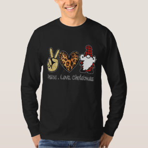 Peace Love Christmas Gnome Funny Graphic T-Shirt