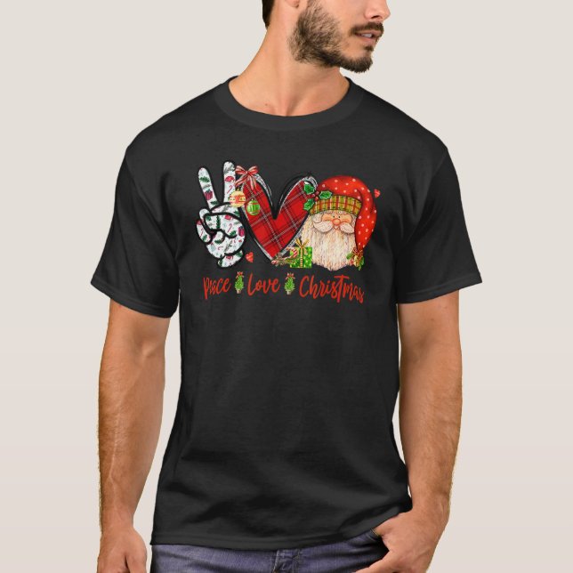 Peace Love Christmas  Santa Happy Xmas T-Shirt (Front)