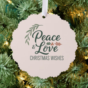 Peace, Love & Christmas Wishes Ornament Card