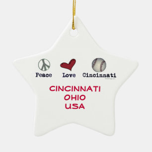 Peace Love Cincinnati USA Christmas Star Ornament