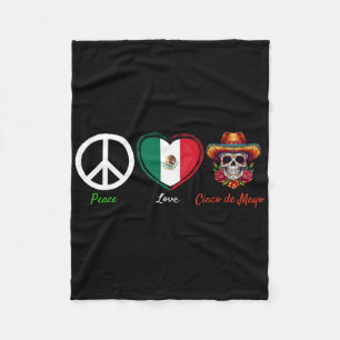 Peace Love Cinco De Mayo Mexican Fleece Blanket