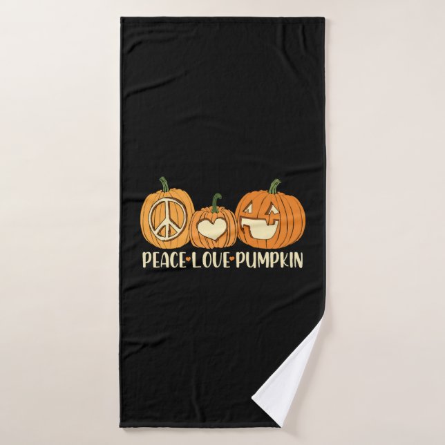 Peace Love Citrouille Halloween (Serviette de bain)