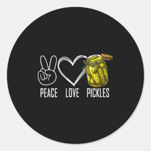 Peace Love Ckles Retro Jar Of Sliced Ckles Funny F Classic Round Sticker
