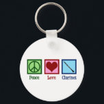 Peace Love Clarinet Keychain<br><div class="desc">Peace Love Clarinet gift. A cute clarinet player keychain for orchestra or band featuring a pretty peace sign,  heart,  and the instrument.</div>