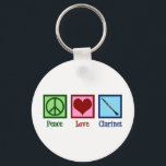 Peace Love Clarinet Keychain<br><div class="desc">Peace Love Clarinet gift. A cute clarinet player keychain for orchestra or band featuring a pretty peace sign, heart, and the instrument.</div>