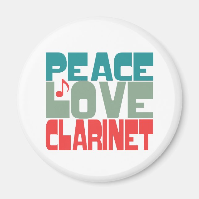 Peace Love Clarinet Magnet (Front)