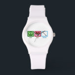 Peace Love Clarinets Watch<br><div class="desc">A pretty peace sign, heart, and a clarinet make a cute gift for a musician.</div>