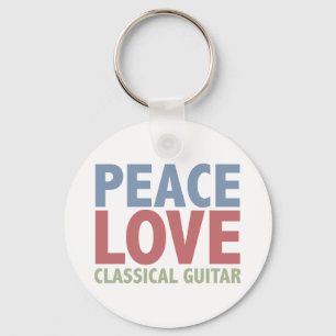 Peace Love Classical Guitar Keychain
