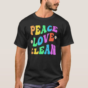 PEACE LOVE CLEAN Retro Custodian Groovy Back To Sc T-Shirt