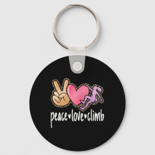 Peace Love Climb Rock Climbing Cute Climber Women Keychain