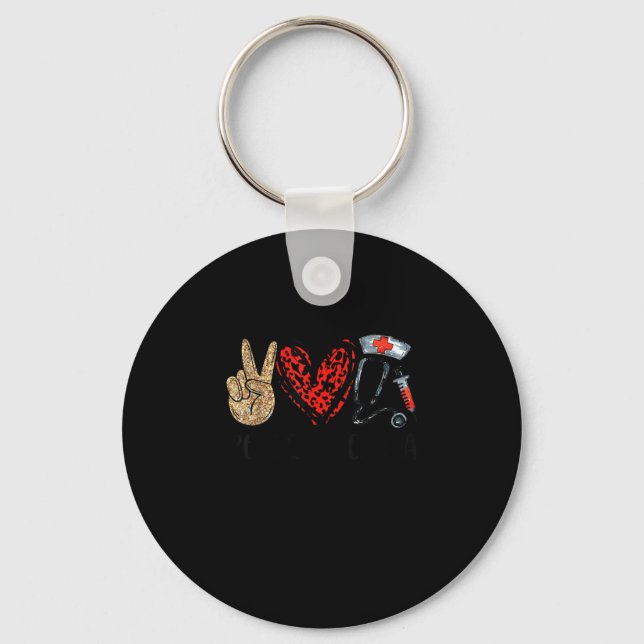 Peace Love Cma Certified Medical Istant Stethoscop Keychain (Front)