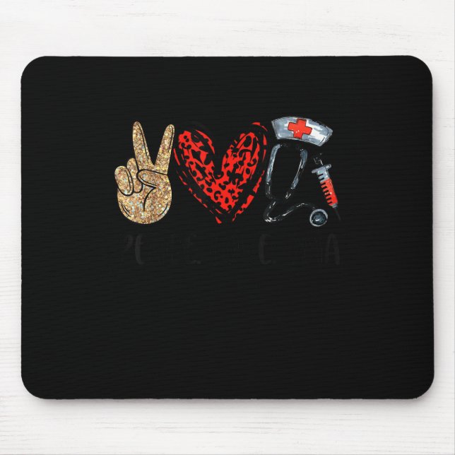 Peace Love Cma Certified Medical Istant Stethoscop Mouse Pad (Front)