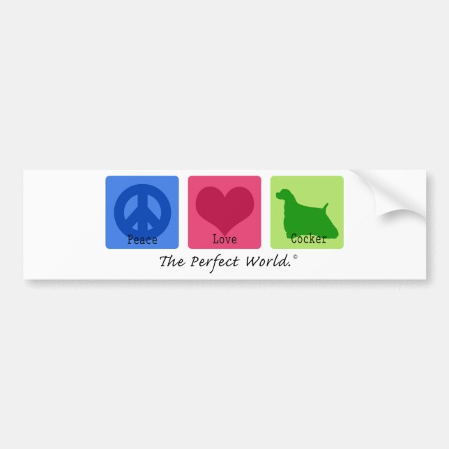 Peace Love Cocker Spaniel Bumper Sticker (Front)