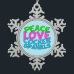 Peace Love Cocker Spaniels Snowflake Pewter Christmas Ornament<br><div class="desc">Cute cocker spaniel dog gift in pink,  green,  and blue.</div>