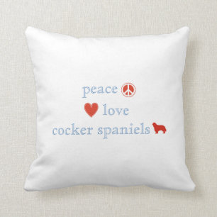 Peace Love Cocker Spaniels Throw Pillow