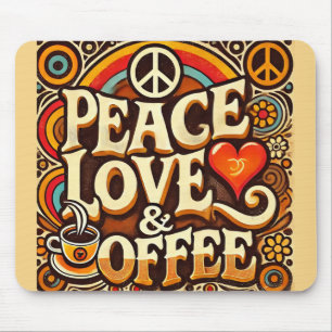 Peace, Love, & Coffee Retro Mousepad