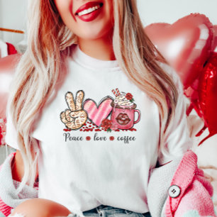 Peace Love Coffee, Valentine  T-Shirt