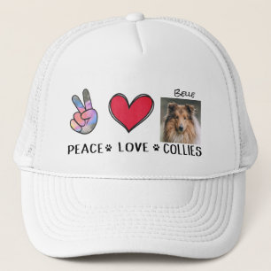 Peace Love Collies Dog Lovers Trucker Hat