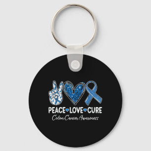 Peace Love Colourectal Colon Cancer Awareness Supr Keychain