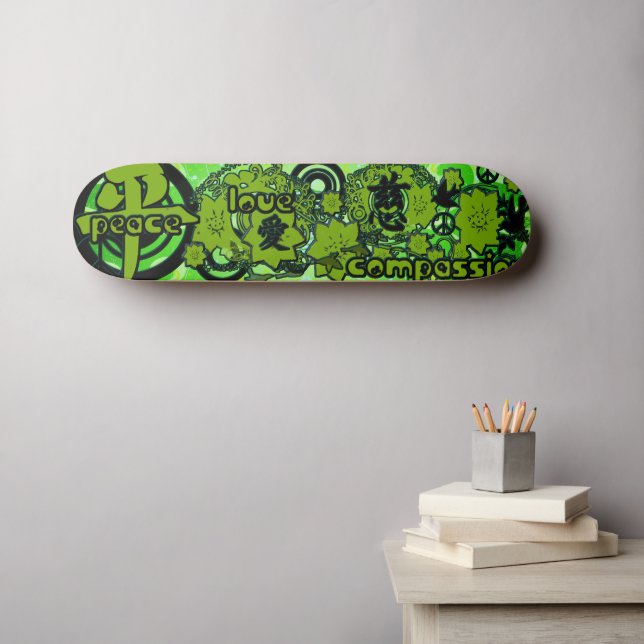 Peace-Love-Compassion-Kanji Skateboard (Wall Art (Horz))