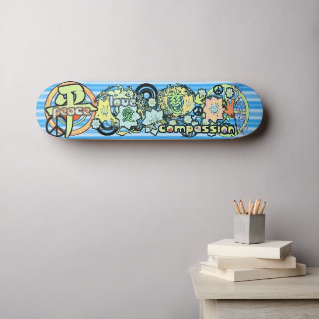 Peace-Love-Compassion-Kanji - - - Skateboard (Wall Art (Horz))