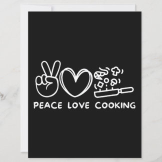 Peace, Love Cooking Retro Cooking Lover Chef Food