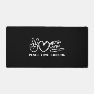Peace, Love Cooking Retro Cooking Lover Chef Food Desk Mat