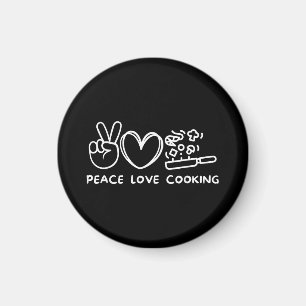 Peace, Love Cooking Retro Cooking Lover Chef Food Magnet
