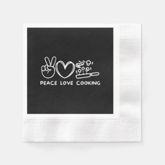 Peace, Love Cooking Retro Cooking Lover Chef Food Napkin