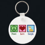 Peace Love Corgi Photograph Keychain<br><div class="desc">A cute Christmas gift for corgi owners featuring a pretty green peace sign,  red heart,  and a beautiful pembroke welsh corgi dog.</div>