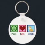 Peace Love Corgis Keychain<br><div class="desc">A cute keychain gift for corgi owners featuring a pretty green peace sign,  red heart,  and a beautiful pembroke welsh corgi dog. Peace Love Corgis.</div>