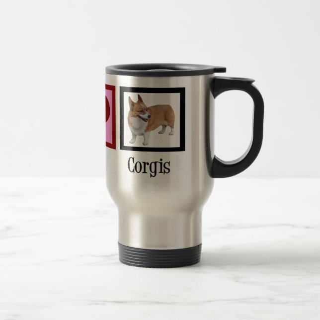 Peace Love Corgis Travel Mug (Right)