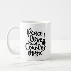 Peace Love & Country Music with Guitar Coffee Mug
