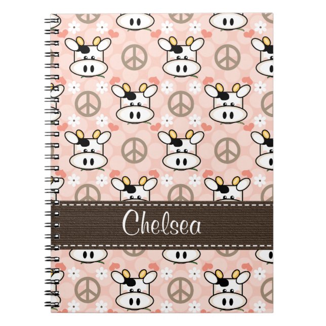 Peace Love Cow Spiral Notebook Journal (Front)