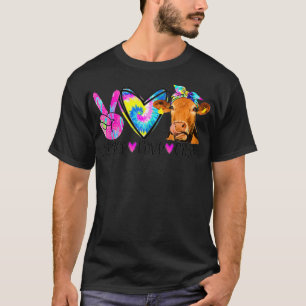Peace Love Cows Tie Dye Rainbow Vegan Farm Girl Ve T-Shirt