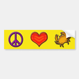 PEACE - LOVE - CRABS BUMPER STICKER