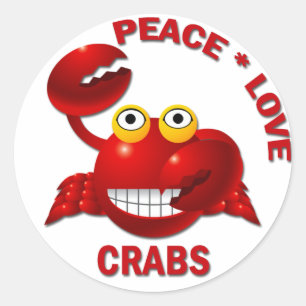 PEACE LOVE CRABS CLASSIC ROUND STICKER