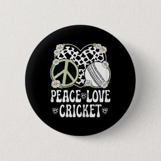 Peace Love Cricket Lover Cow Print Women Girls Cut 2 Inch Round Button