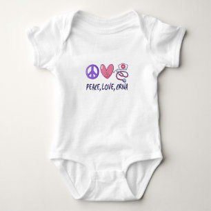 Peace Love CRNA Nurse Baby Bodysuit