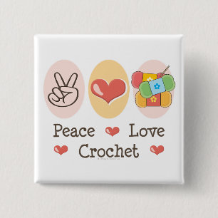 Peace Love Crochet Button