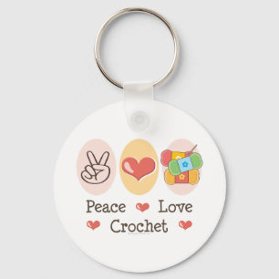 Peace Love Crochet Key Chain