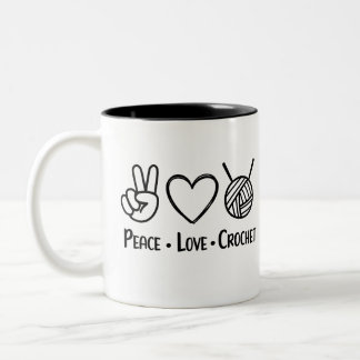 Peace Love Crochet  Two-Tone Coffee Mug